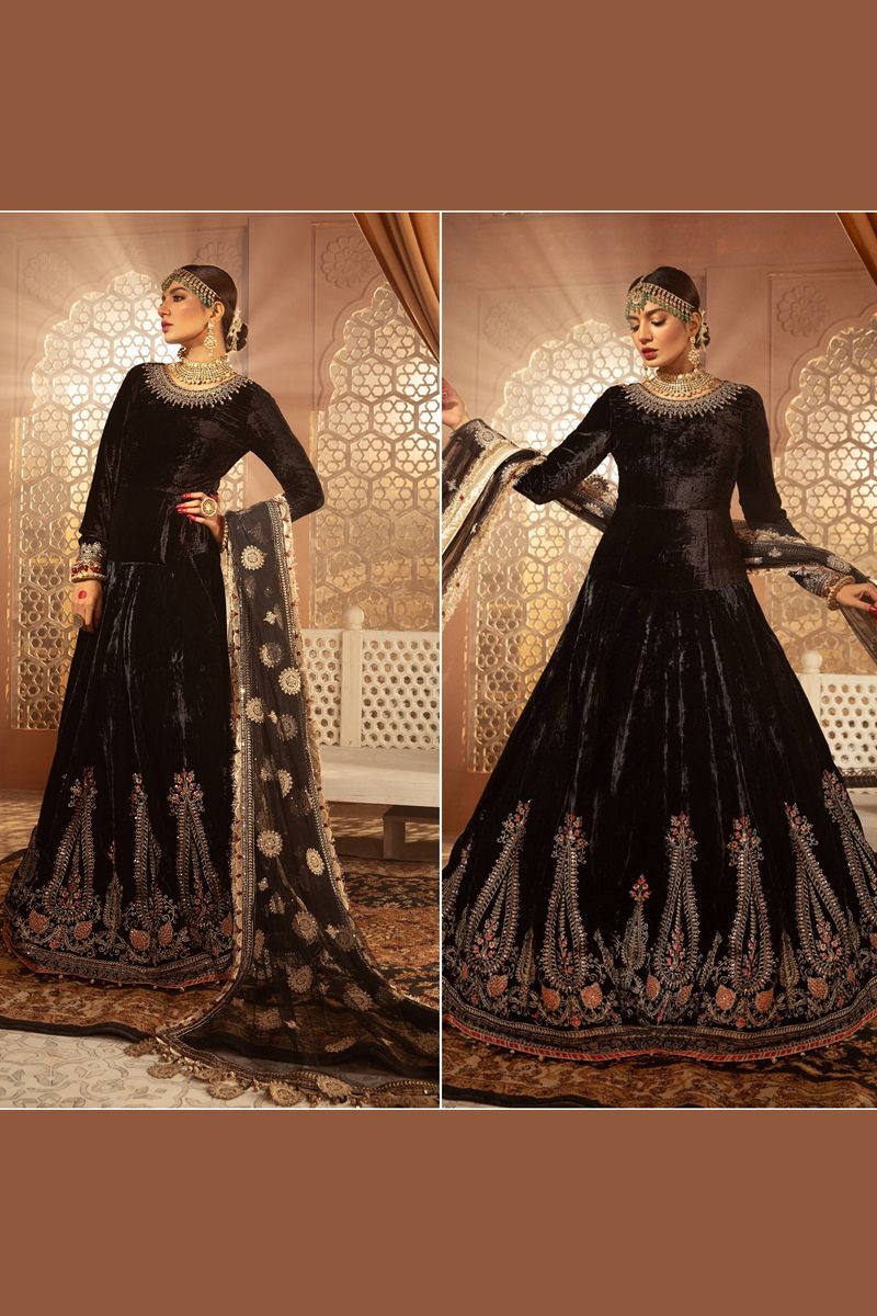 Maria B VEL-20-104 Style — Mairaz Black Long Frock