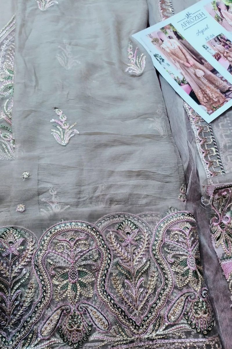 Afrozeh Ayzal Style — Mairaz Red Chiffon Long-Shirt Suit