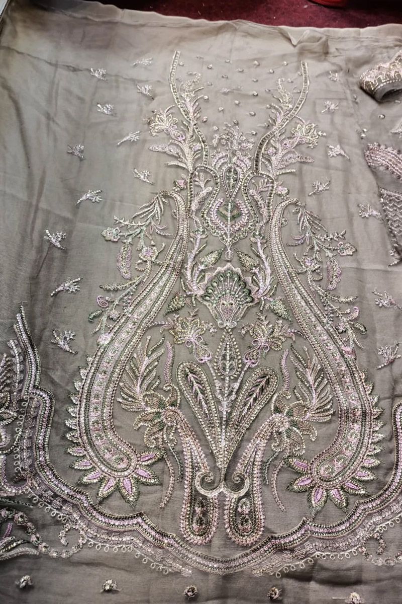 Afrozeh Ayzal Style — Mairaz Red Chiffon Long-Shirt Suit
