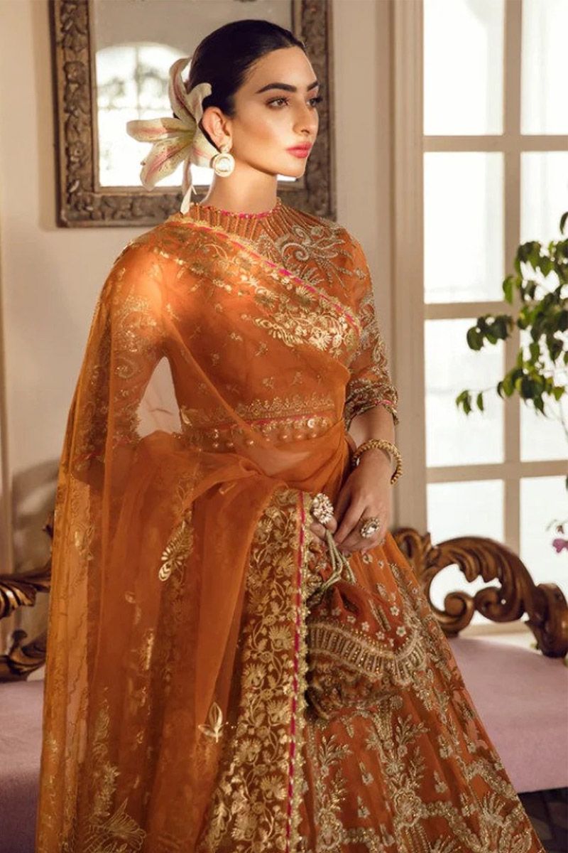 Afrozeh Oriana Style — Mairaz Fuchsia Organza Lehenga