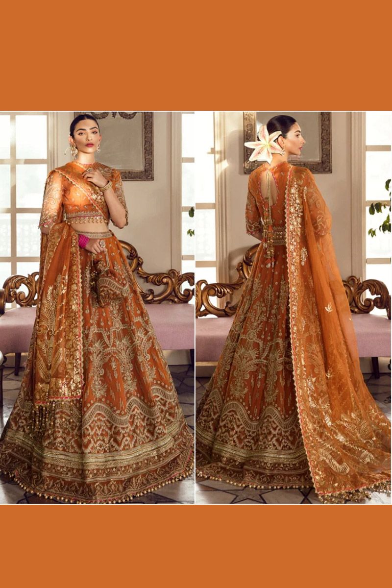 Afrozeh Oriana Style — Mairaz Fuchsia Organza Lehenga