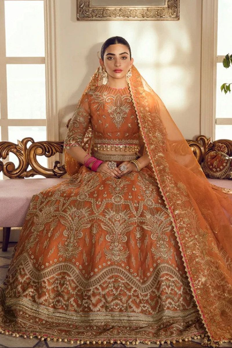 Afrozeh Oriana Style — Mairaz Fuchsia Organza Lehenga