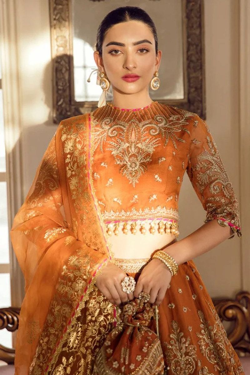 Afrozeh Oriana Style — Mairaz Fuchsia Organza Lehenga