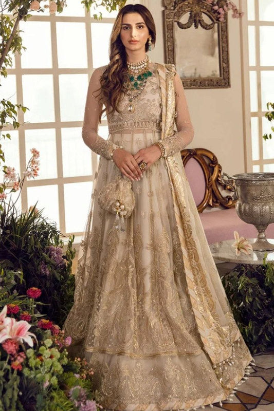 Afrozeh Eveline Style — Mairaz Brown Net Long Frock