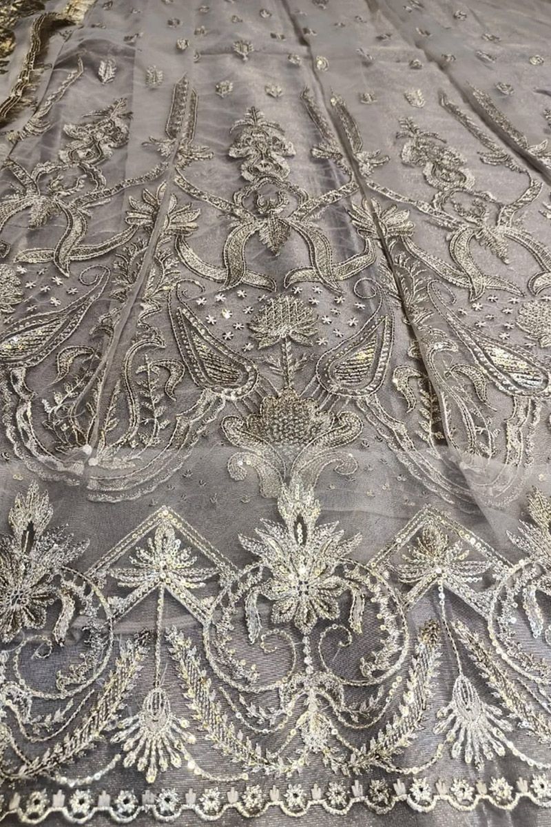 Afrozeh Eveline Style — Mairaz Brown Net Long Frock