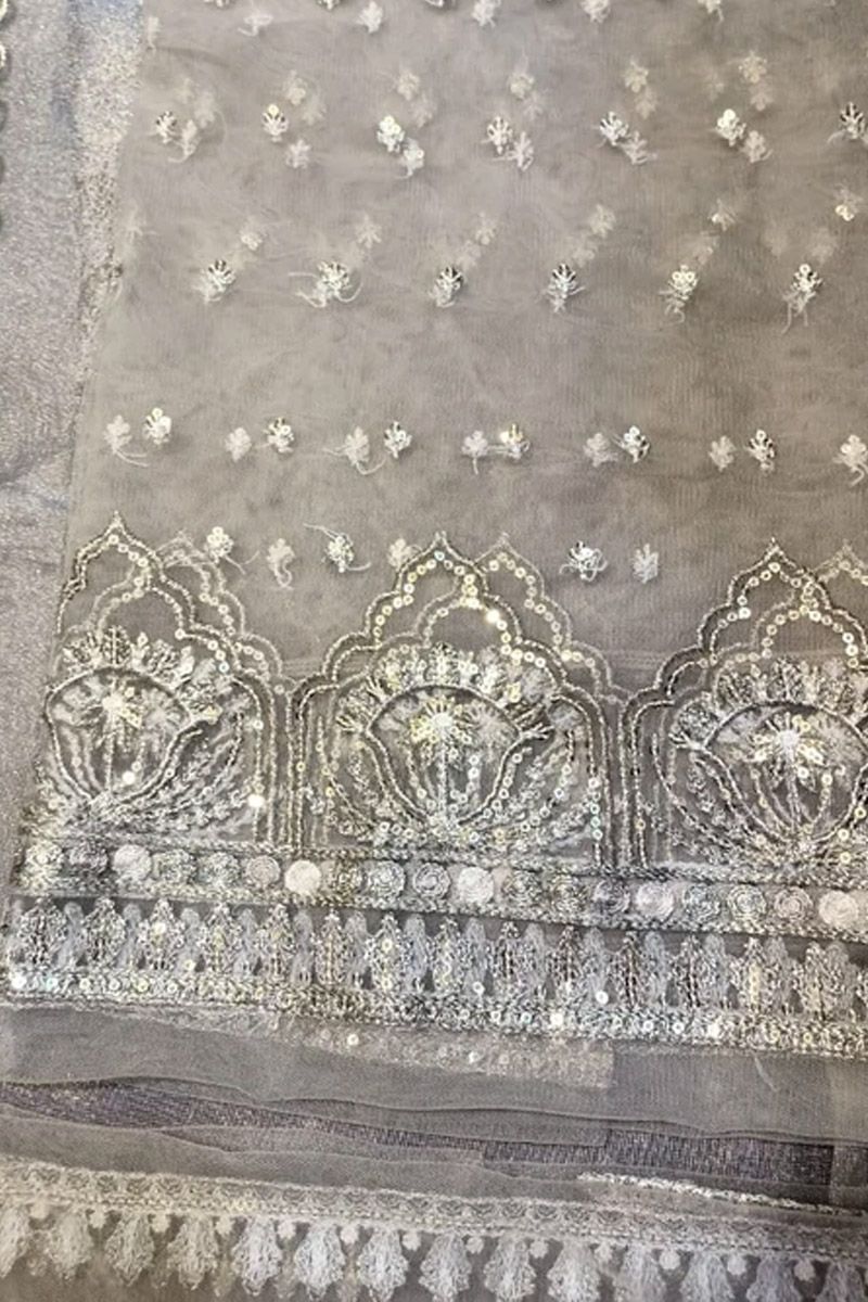 Afrozeh Eveline Style — Mairaz Brown Net Long Frock