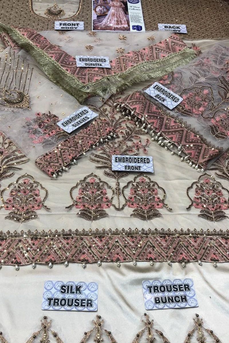 Afrozeh Jahan Ara Style — Mairaz Beige Net Long Frock