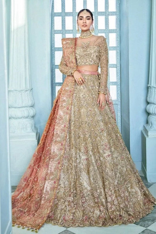 Urrezka Style — Mairaz Gold & Peach Lehenga