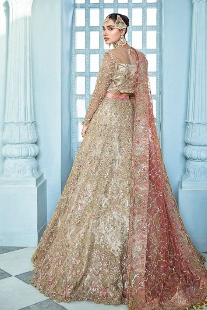 Urrezka Style — Mairaz Gold & Peach Lehenga
