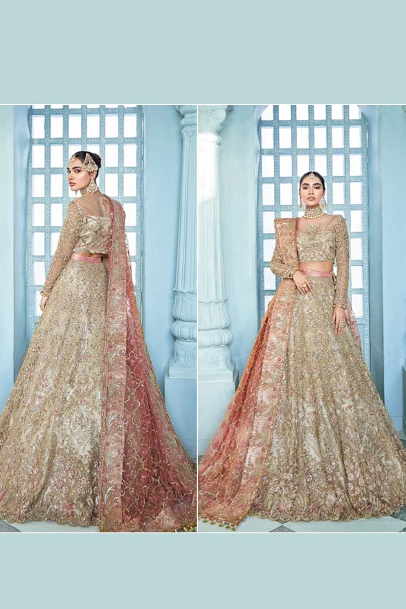 Urrezka Style — Mairaz Gold & Peach Lehenga