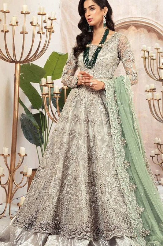 Maria B Grey Vol. 5 Style — Mairaz Grey Net Long Frock