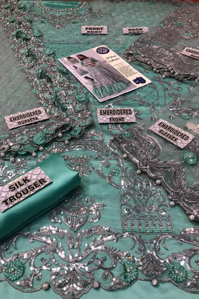 Maria B MC-018 Style — Mairaz Mint Green Long Frock