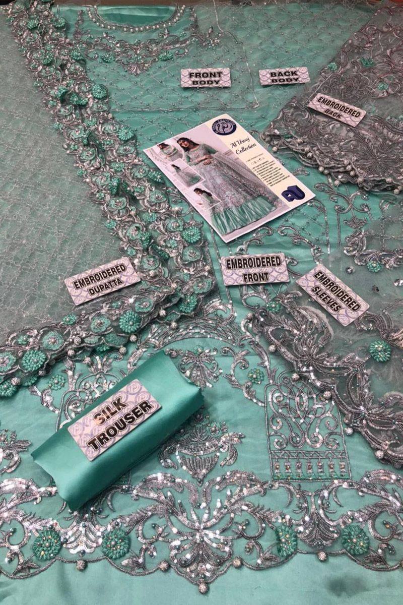 Maria B MC-018 Style — Mairaz Mint Green Long Frock