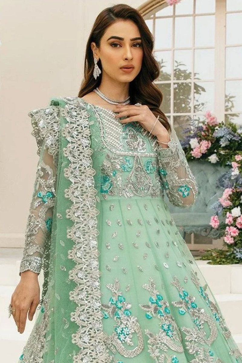 Imrozia Isla Style — Mairaz Green Net Bridal Frock