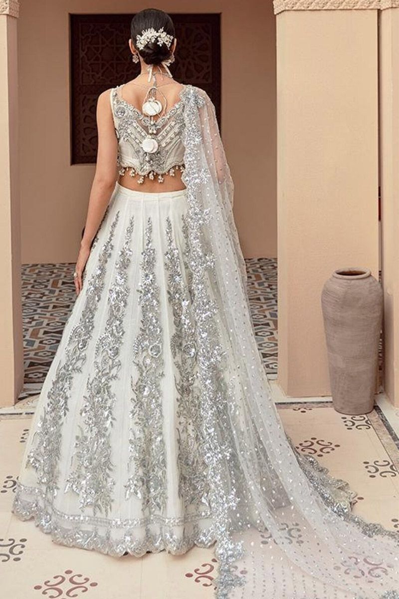 Imrozia Nora Bianca Style — Mairaz White & Silver Lehenga