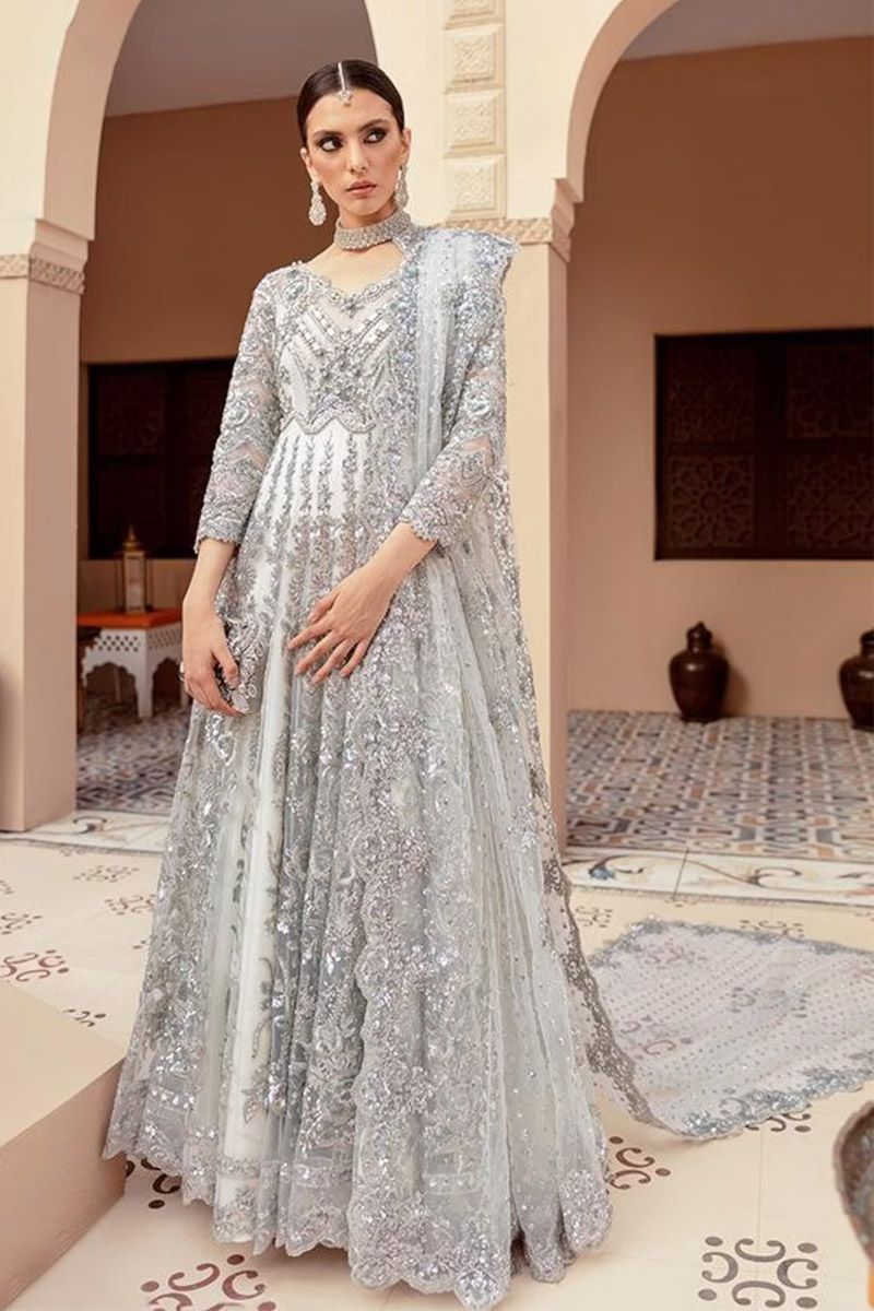Imrozia Nora Bianca Style — Mairaz White & Silver Lehenga