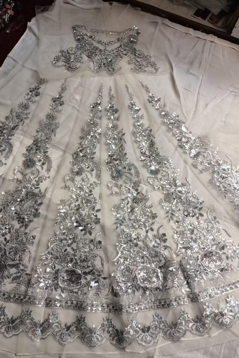 Imrozia Nora Bianca Style — Mairaz White & Silver Lehenga