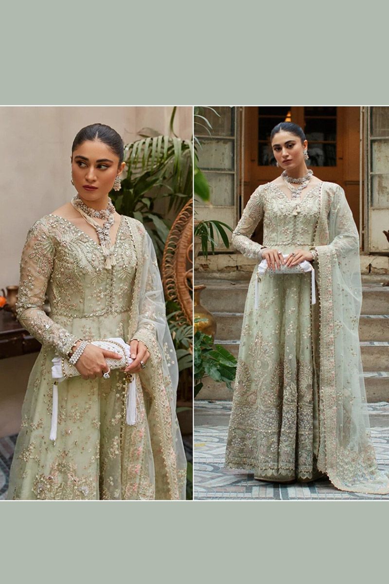 Mushq Jade Doe Style — Mairaz Green Long Frock