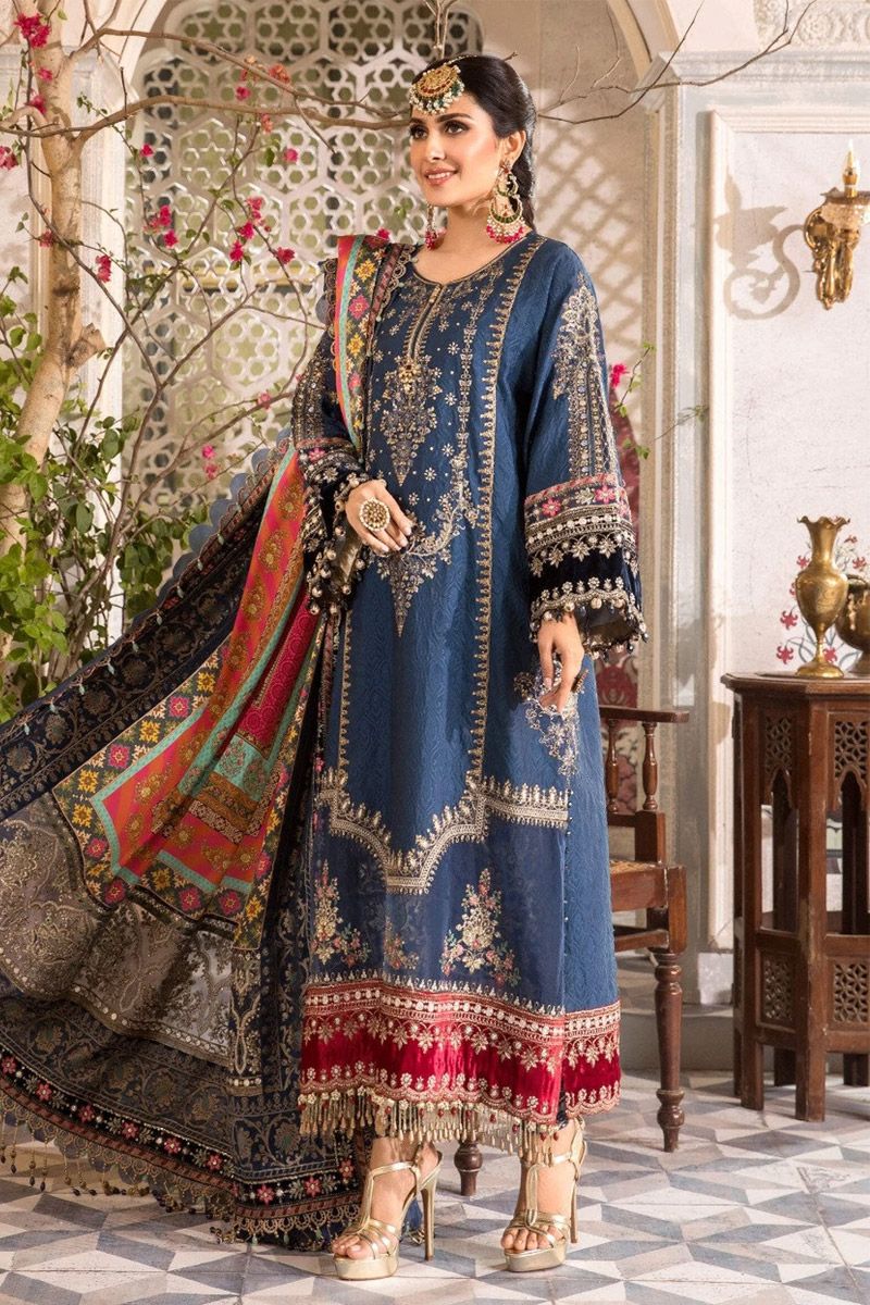 Maria B BD-2407 Style — Mairaz Midnight Blue Wedding Maxi