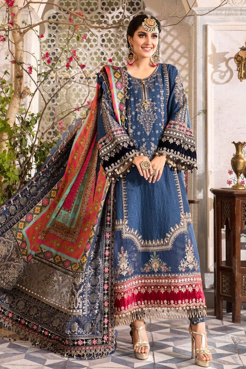 Maria B BD-2407 Style — Mairaz Midnight Blue Wedding Maxi