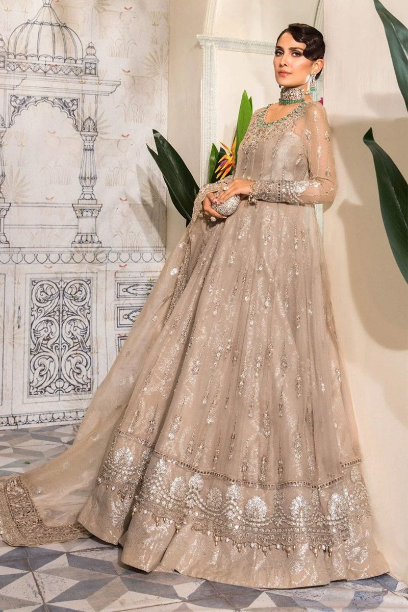 Maria B BD-2406 Style — Mairaz Nude Pink Long Frock