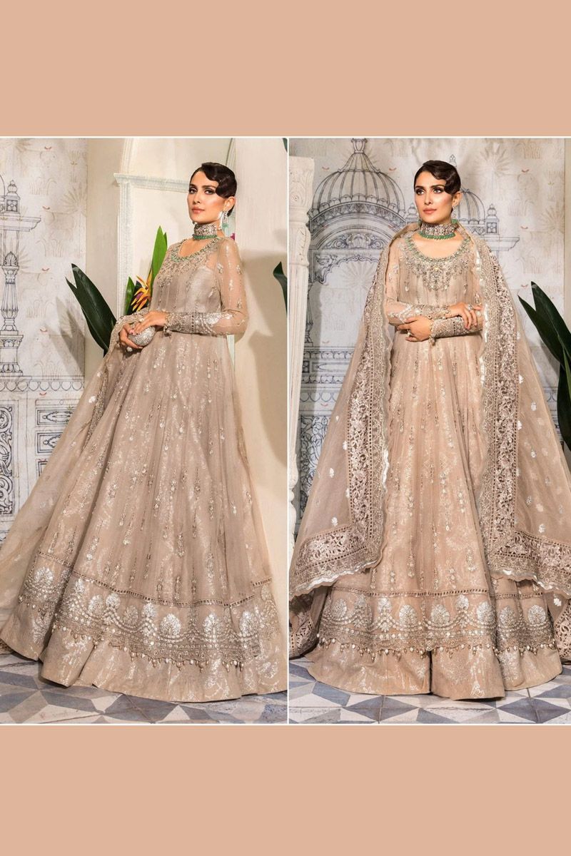 Maria B BD-2406 Style — Mairaz Nude Pink Long Frock