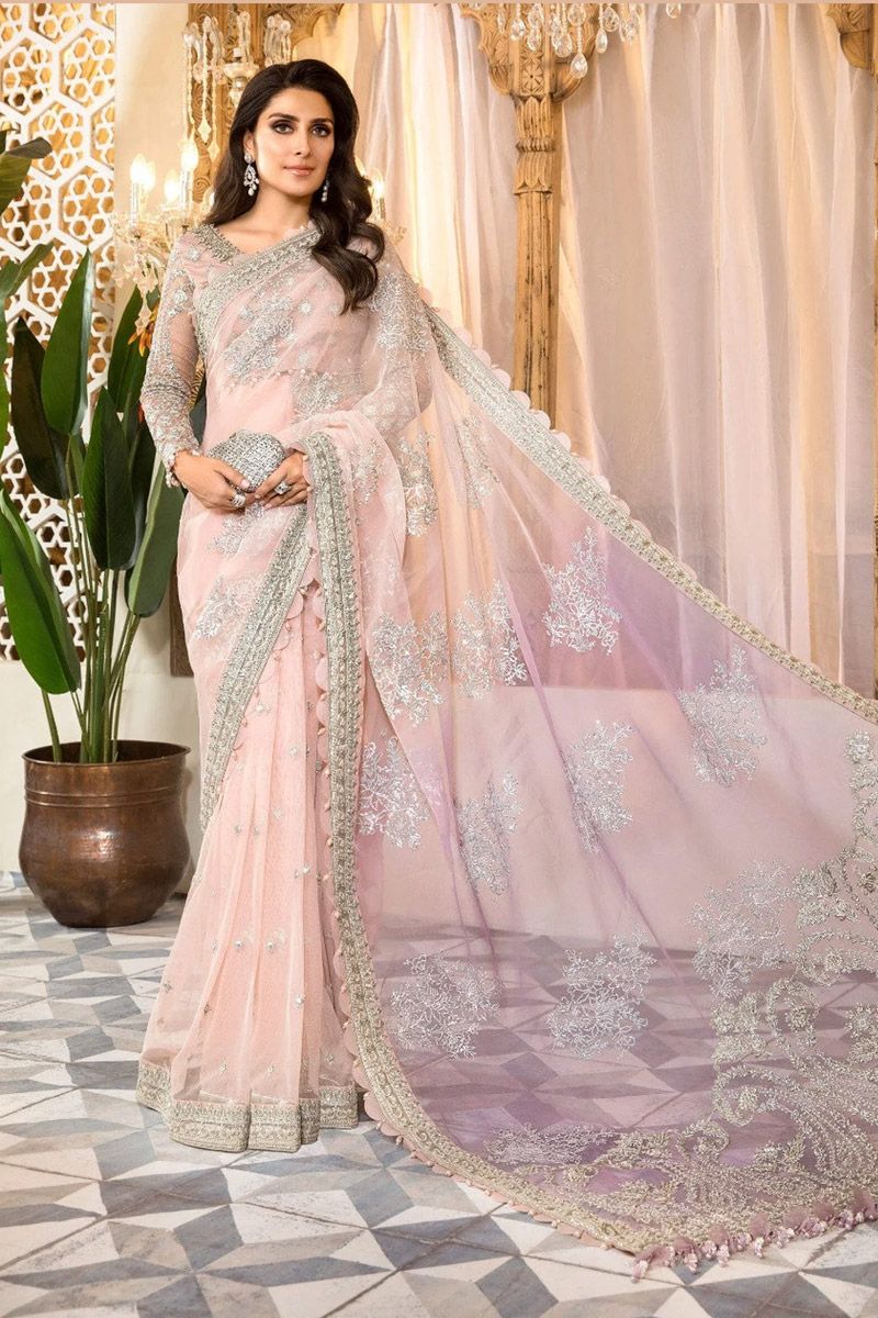 Maria B BD-2404 Style — Mairaz Rose Pink & Lilac Saree