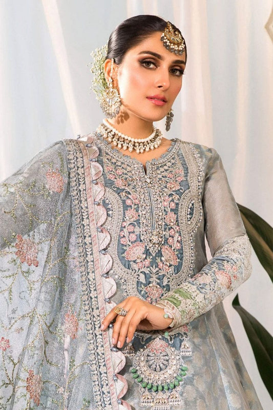 Maria B BD-2403 Style — Mairaz Pearl Blue & Ash Pink Gharara