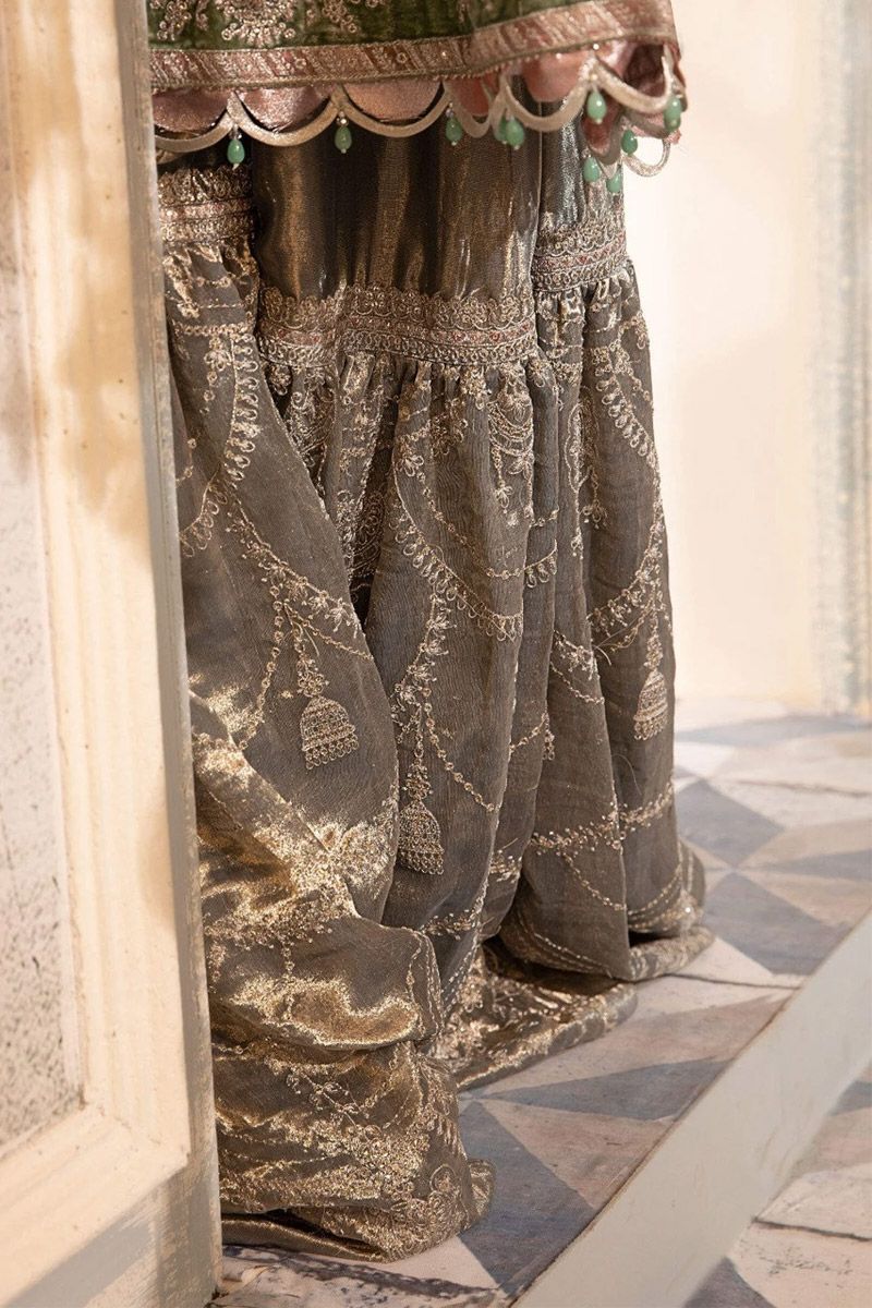 Maria B BD-2403 Style — Mairaz Pearl Blue & Ash Pink Gharara