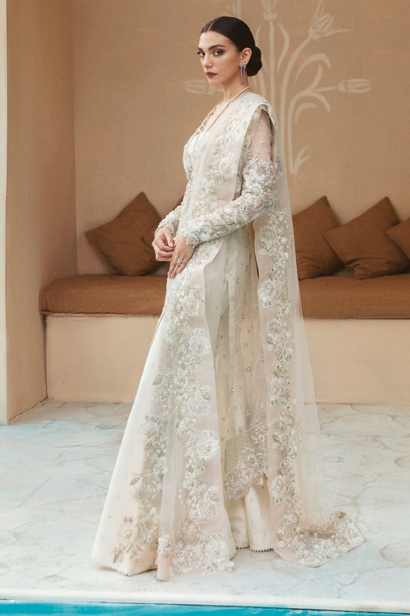 Soraya Anya Style by Mairaz, ivory organza and pink floral formal view 2