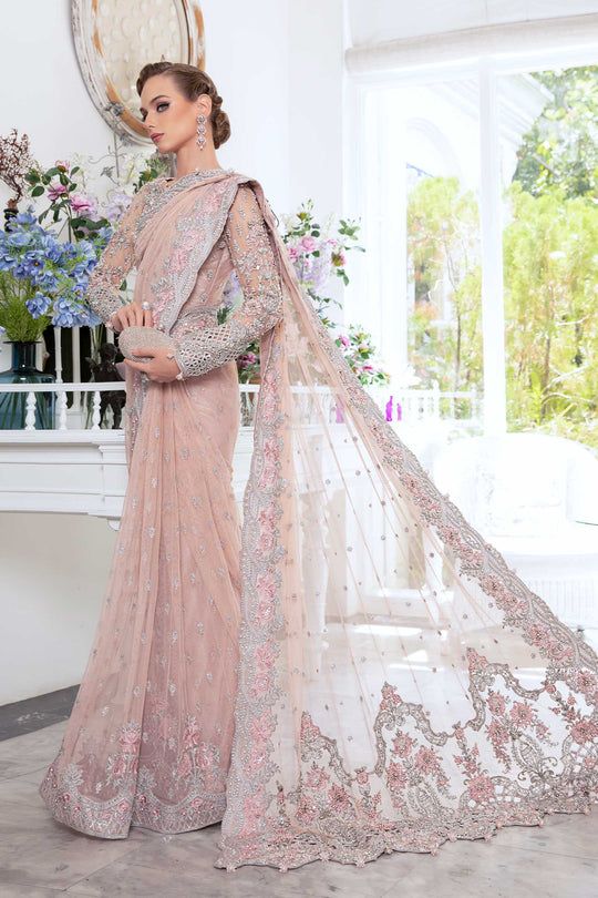 Maria B Dahlia style — Mairaz pink saree reference, view 3 of 9