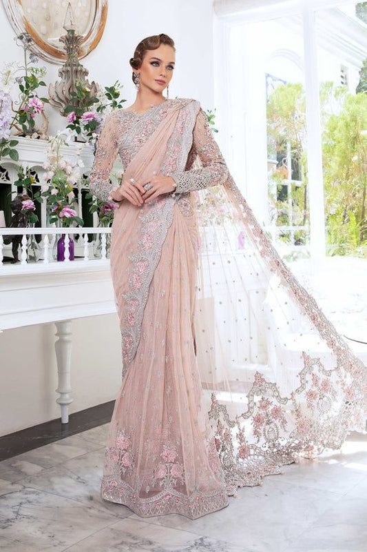 Maria B Dahlia style — Mairaz pink saree reference, view 1 of 9