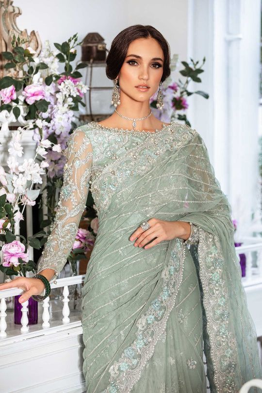 Maria B Helene style — Mairaz sea green saree reference, view 8 of 8