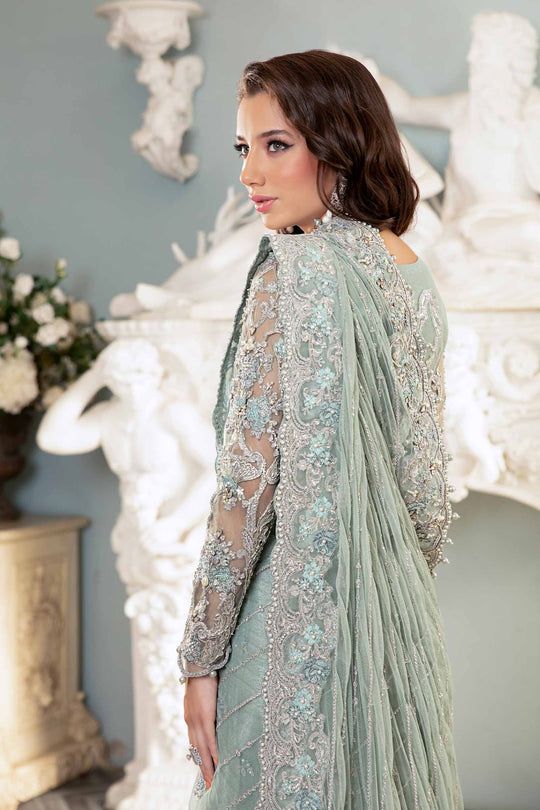 Maria B Helene style — Mairaz sea green saree reference, view 4 of 8