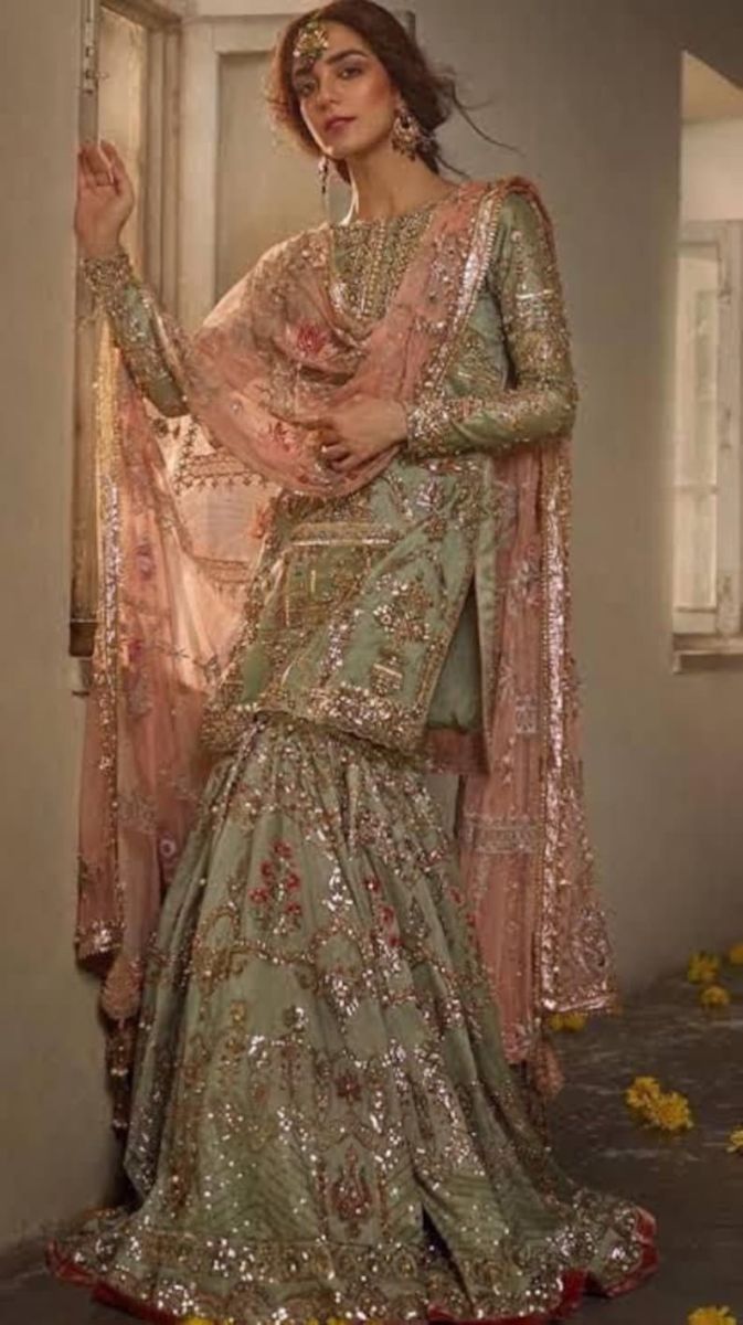 Mohsin Naveed Ranjha Zamrud style — Mairaz green gharara set reference, view 10 of 11