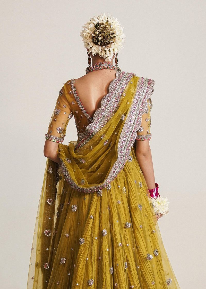 Moore Style — Mairaz Lime Yellow Net Pishwas & Sharara