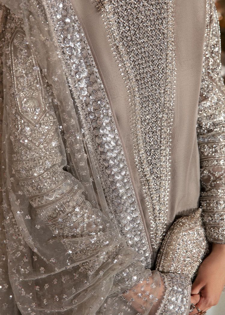 Hussain Rehar Lucent style — Mairaz grey raw silk three-piece suit reference, view 12 of 13