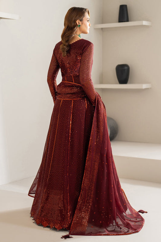 Alizeh Liyana Style — Mairaz Red & Gold Three-Piece Suit