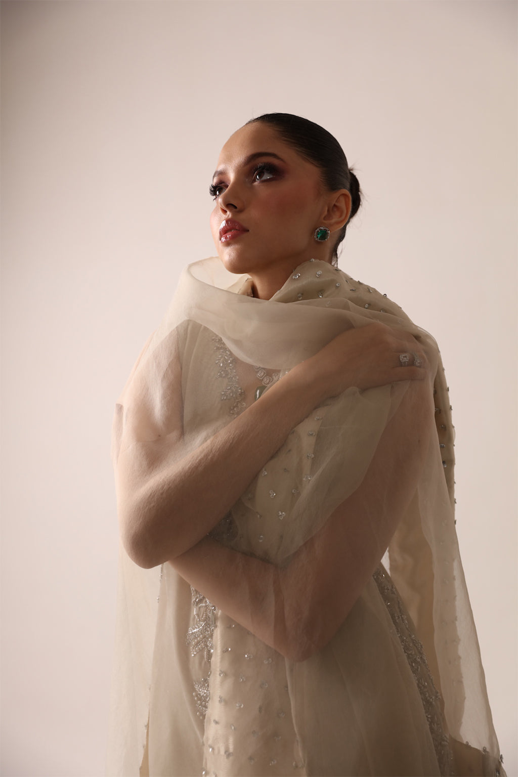 Raja Salahuddin Cece Style portrait showing organza dupatta embellishment reference