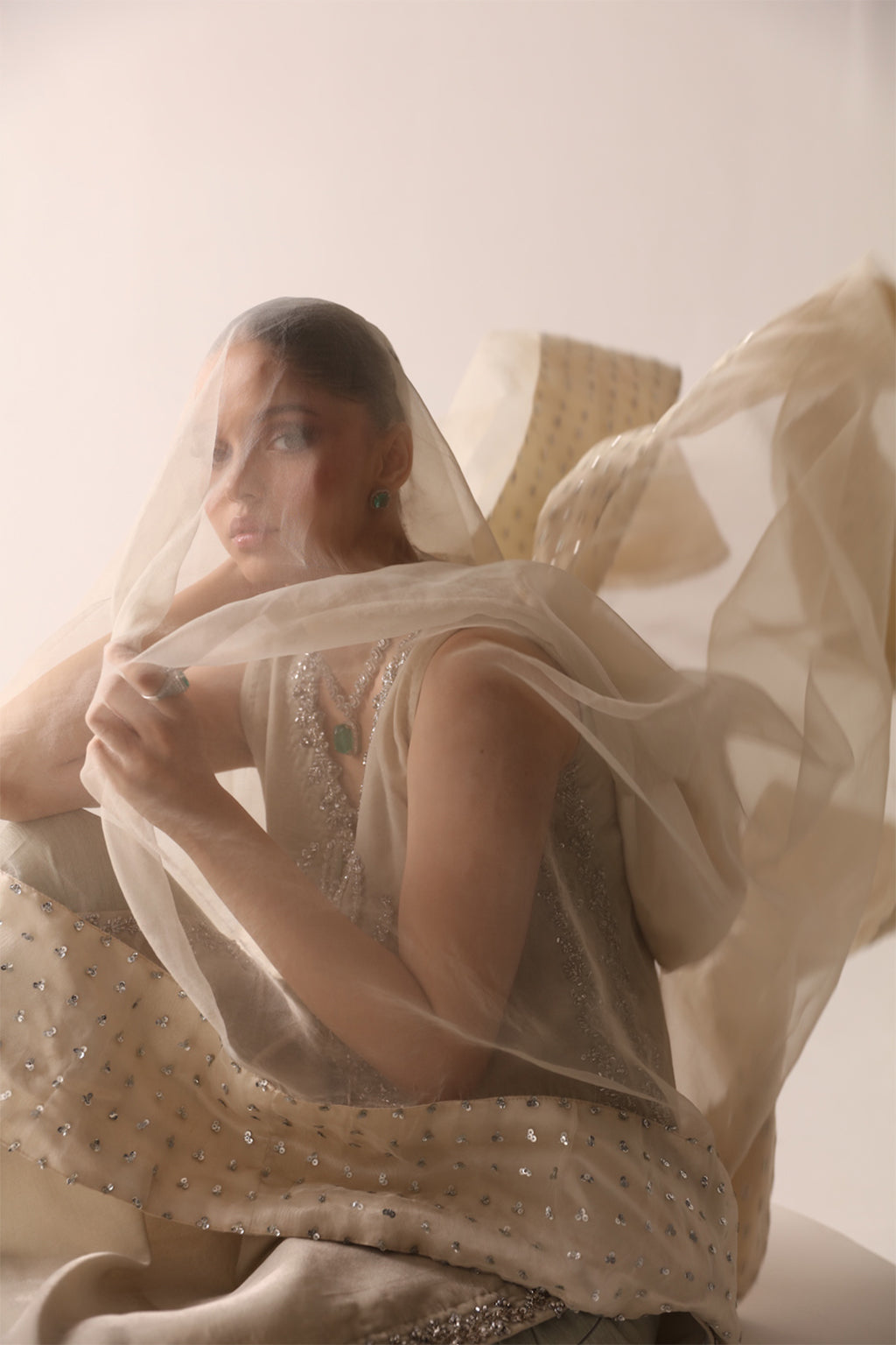 Raja Salahuddin Cece Style fashion detail with flowing organza dupatta reference