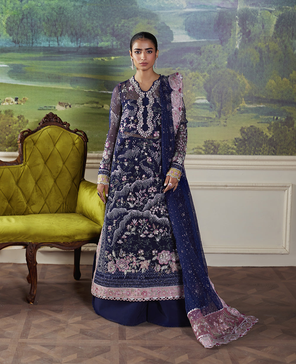 Republic Womenswear Stella Style navy formal suit full front model view