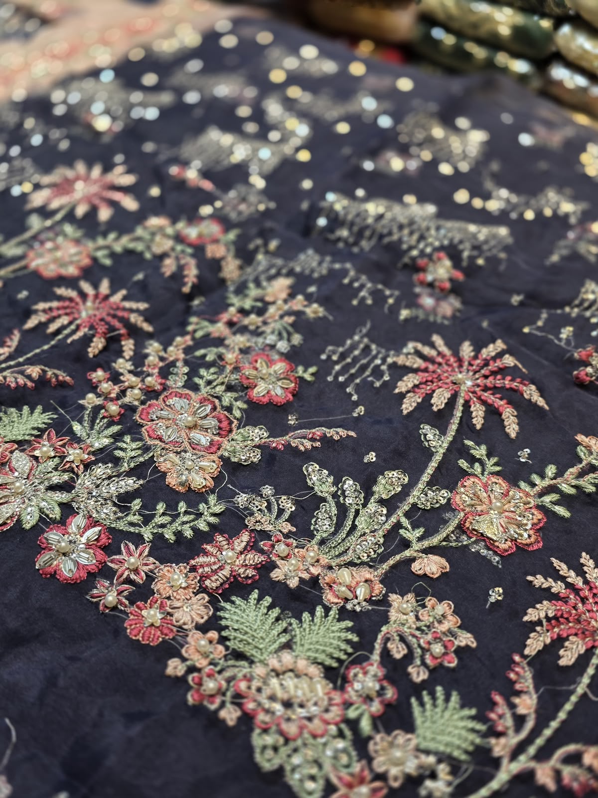 Republic Womenswear Stella Style real navy floral beadwork and embroidery detail