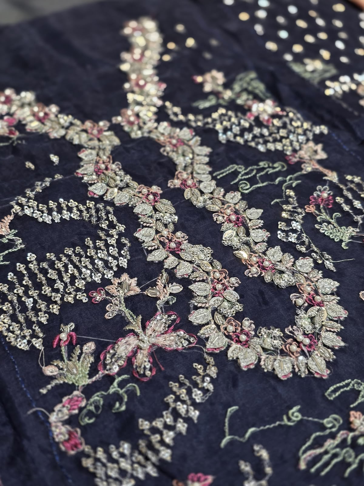 Republic Womenswear Stella Style real navy embroidered neckline and beadwork detail