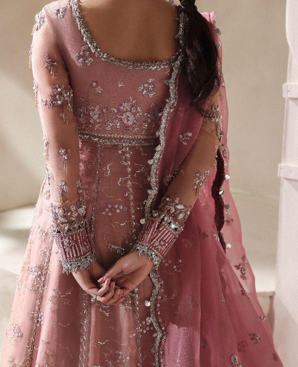 Republic Womenswear Juliane RWU-25-D5 Dusty peach with pink and silver accents — back embroidery detail, design reference