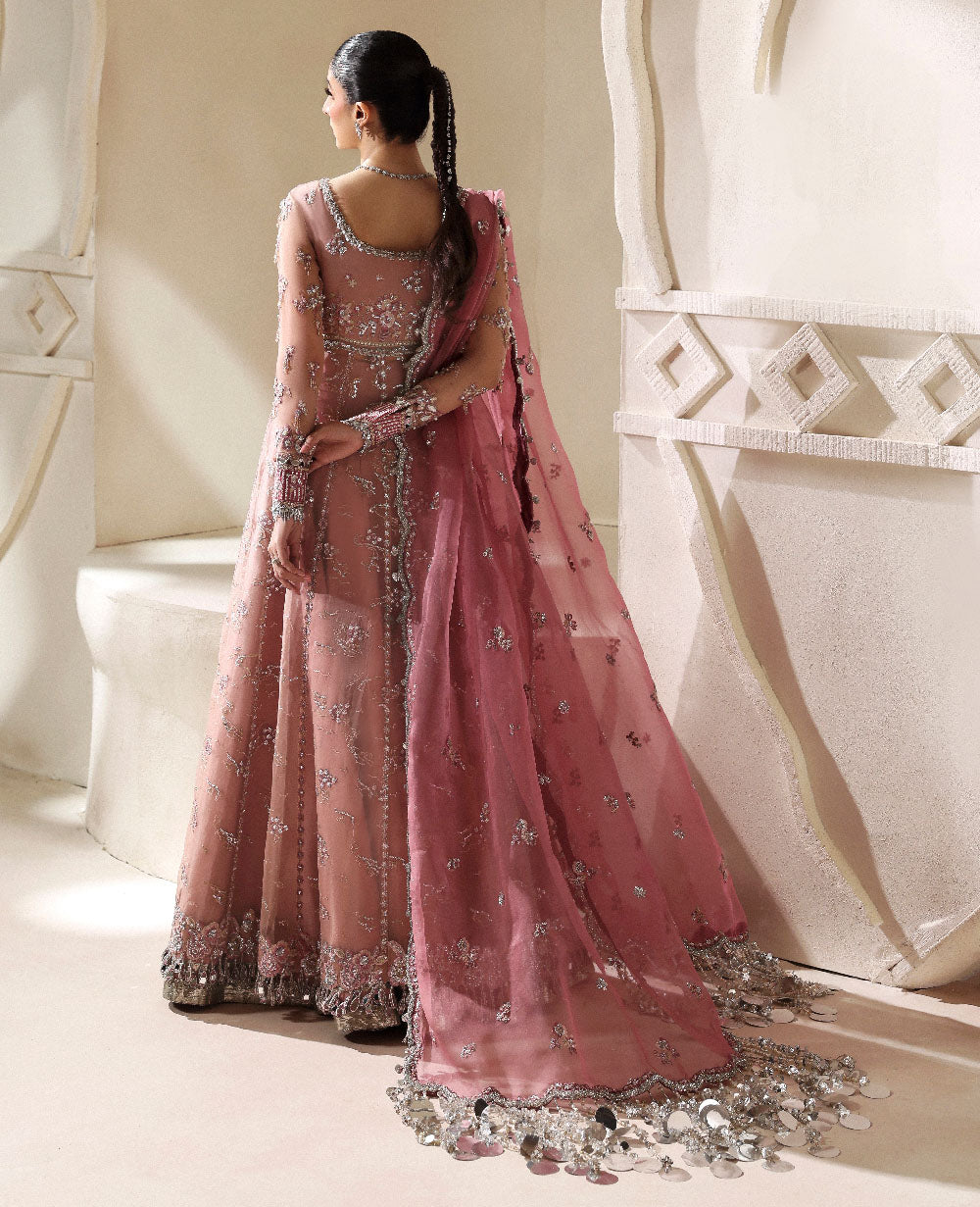 Republic Womenswear Juliane RWU-25-D5 Dusty peach with pink and silver accents — back view, design reference