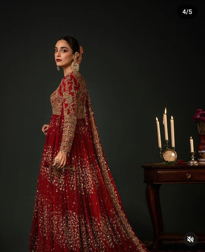 Ahmad Sultan Sablette Style — Mairaz Red & Gold Bridal Gown