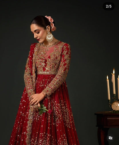 Ahmad Sultan Sablette Style — Mairaz Red & Gold Bridal Gown