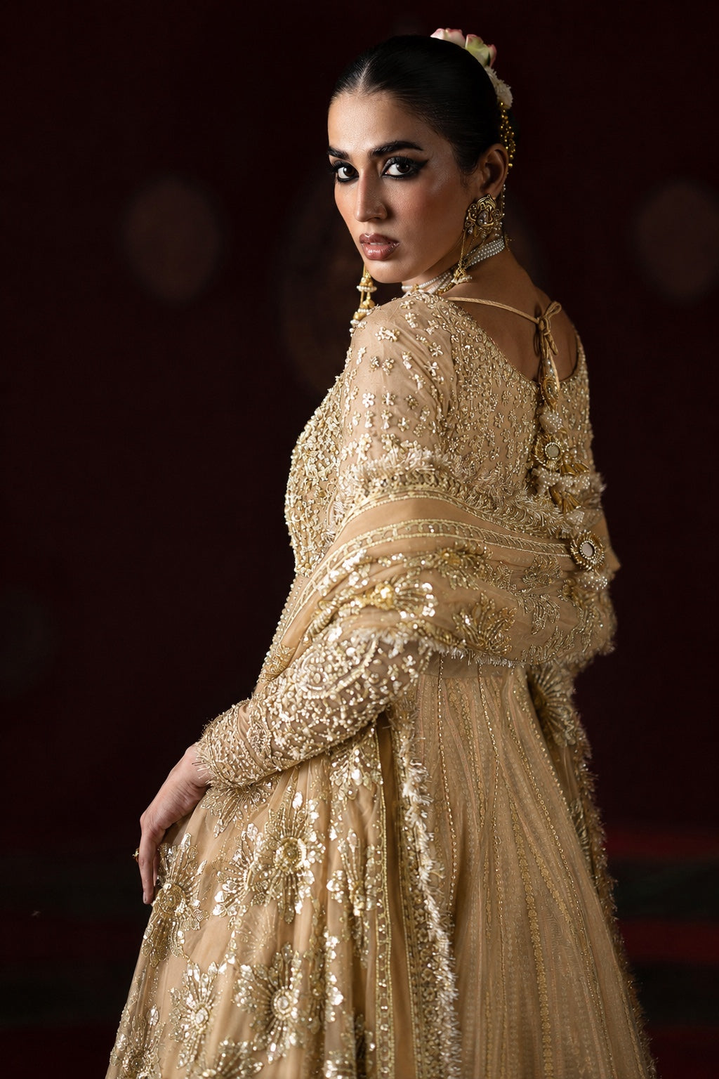 Saad Bin Shahzad Amal Style champagne gold back detail view