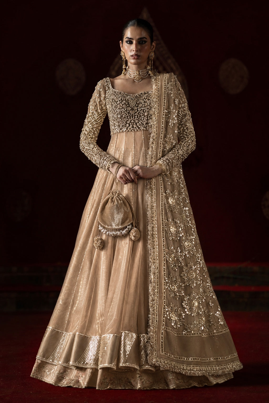 Saad Bin Shahzad Amal Style champagne gold full front view