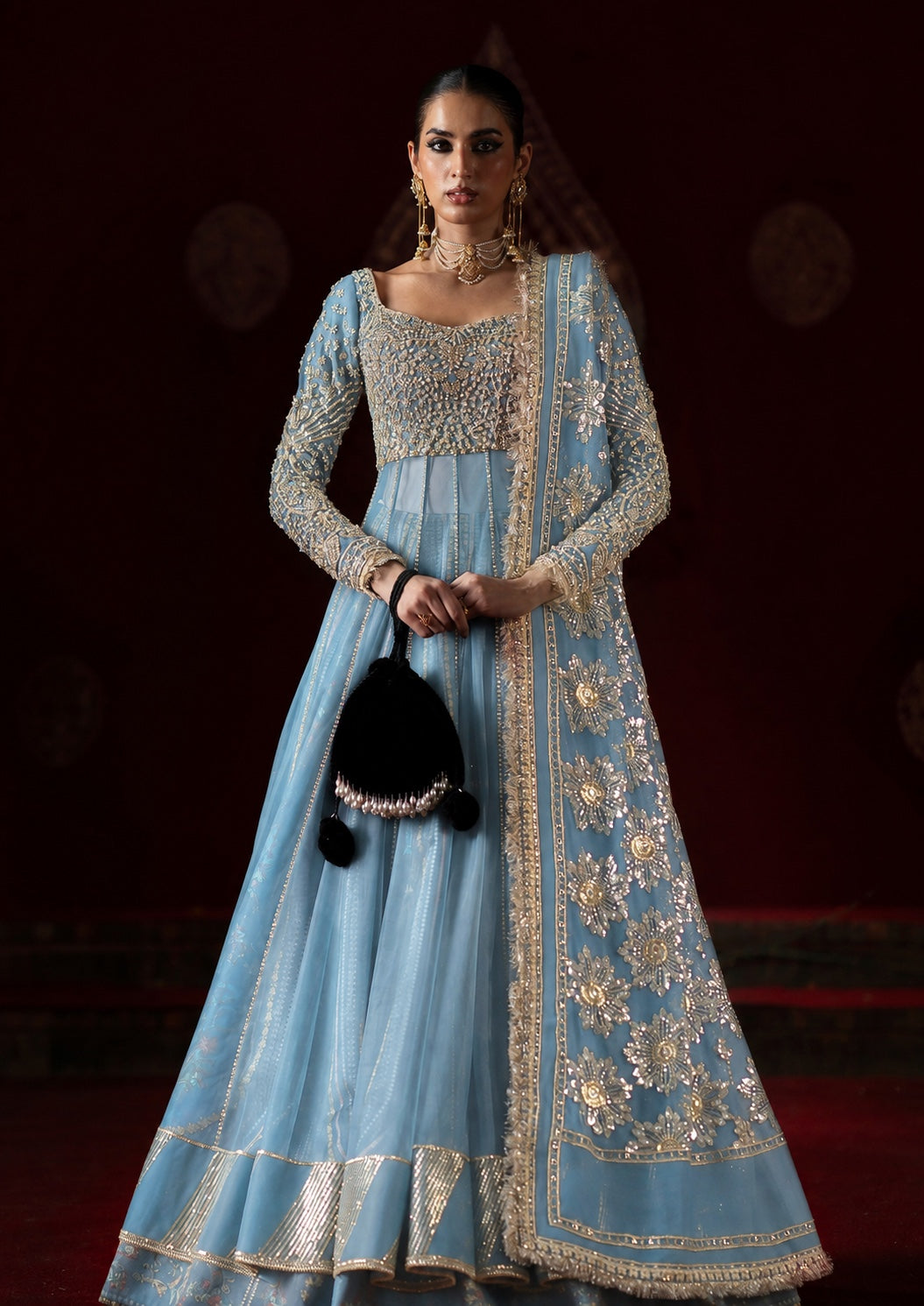 Saad Bin Shahzad Amal Style powder blue full front view